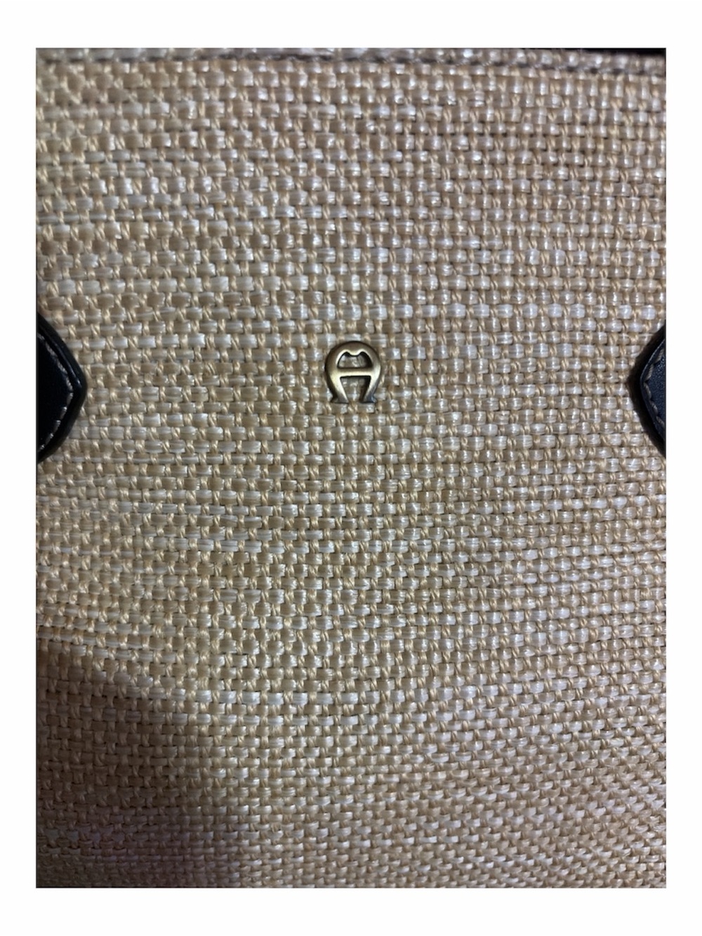 Etienne Aigner Straw and Black Leather Shoulder Bag - Picture 6 of 6